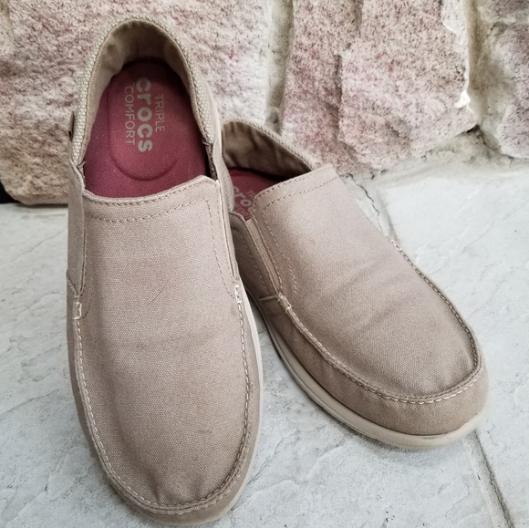 Crocs Shoes | Crocs Triple Comfort Loafers Men's Size 8 Tan Oliv | Color: Tan | Size: 8 | Jsandel411's Closet